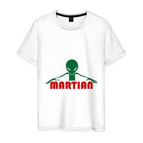 Мужская футболка хлопок с принтом martian в Тюмени, 100% хлопок | прямой крой, круглый вырез горловины, длина до линии бедер, слегка спущенное плечо. | 