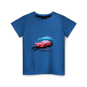 Детская футболка хлопок с принтом toyota supra красная в Тюмени, 100% хлопок | круглый вырез горловины, полуприлегающий силуэт, длина до линии бедер | Тематика изображения на принте: tourer | toyota supra | супра | тойота | японские автомобили