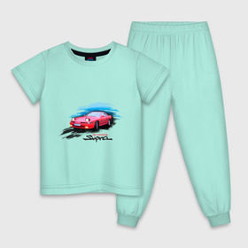 Детская пижама хлопок с принтом toyota supra красная в Тюмени, 100% хлопок |  брюки и футболка прямого кроя, без карманов, на брюках мягкая резинка на поясе и по низу штанин
 | tourer | toyota supra | супра | тойота | японские автомобили