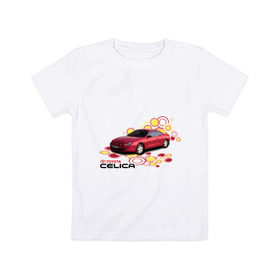 Детская футболка хлопок с принтом toyota celica красная в Тюмени, 100% хлопок | круглый вырез горловины, полуприлегающий силуэт, длина до линии бедер | celica | toyota celica | тойота | целика | японские автомобили