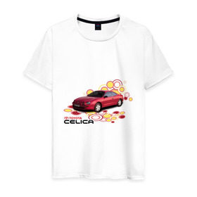 Мужская футболка хлопок с принтом toyota celica красная в Тюмени, 100% хлопок | прямой крой, круглый вырез горловины, длина до линии бедер, слегка спущенное плечо. | celica | toyota celica | тойота | целика | японские автомобили