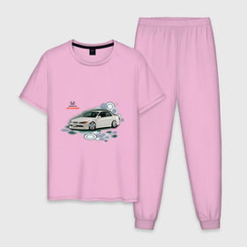 Мужская пижама хлопок с принтом Honda ACCORD в Тюмени, 100% хлопок | брюки и футболка прямого кроя, без карманов, на брюках мягкая резинка на поясе и по низу штанин
 | honda | honda accord | tourer | хонда аккорд | японские автомобили