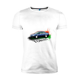 Мужская футболка премиум с принтом Honda TORNEO в Тюмени, 92% хлопок, 8% лайкра | приталенный силуэт, круглый вырез ворота, длина до линии бедра, короткий рукав | honda | honda torneo | tourer | хонда | японские автомобили