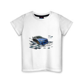 Детская футболка хлопок с принтом Nisan Skyline в Тюмени, 100% хлопок | круглый вырез горловины, полуприлегающий силуэт, длина до линии бедер | Тематика изображения на принте: nissan skyline | tourer | ниссан | скайлайн | японские автомобили
