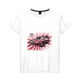 Женская футболка хлопок с принтом Nisan Skyline красная в Тюмени, 100% хлопок | прямой крой, круглый вырез горловины, длина до линии бедер, слегка спущенное плечо | nissan skyline | tourer | ниссан | скайлайн | японские автомобили