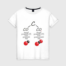 Женская футболка хлопок с принтом Шпаргалка по химии СО2 в Тюмени, 100% хлопок | прямой крой, круглый вырез горловины, длина до линии бедер, слегка спущенное плечо | химия | шпаргалка | шпора