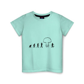 Детская футболка хлопок с принтом Эволюция после взрыва в Тюмени, 100% хлопок | круглый вырез горловины, полуприлегающий силуэт, длина до линии бедер | Тематика изображения на принте: атомная бомба | мутант | радиация | эволюция | экология | ядерный взрыв