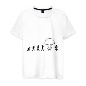 Мужская футболка хлопок с принтом Эволюция после взрыва в Тюмени, 100% хлопок | прямой крой, круглый вырез горловины, длина до линии бедер, слегка спущенное плечо. | атомная бомба | мутант | радиация | эволюция | экология | ядерный взрыв