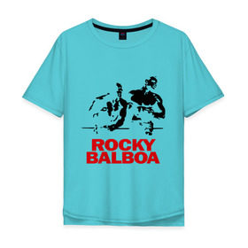Мужская футболка хлопок Oversize с принтом Rocky Balboa в Тюмени, 100% хлопок | свободный крой, круглый ворот, “спинка” длиннее передней части | boxing | боксер | роки | рокки | рокки бальбоа | спорт