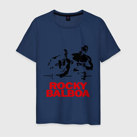 Мужская футболка хлопок с принтом Rocky Balboa в Тюмени, 100% хлопок | прямой крой, круглый вырез горловины, длина до линии бедер, слегка спущенное плечо. | boxing | боксер | роки | рокки | рокки бальбоа | спорт
