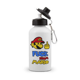 Бутылка спортивная с принтом Fuck From Mario в Тюмени, металл | емкость — 500 мл, в комплекте две пластиковые крышки и карабин для крепления | nintendo | марио | нинтендо
