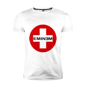 Мужская футболка премиум с принтом Eminem знак в Тюмени, 92% хлопок, 8% лайкра | приталенный силуэт, круглый вырез ворота, длина до линии бедра, короткий рукав | eminm | slim shady | еминем | реп | репчик | рэп