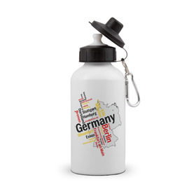 Бутылка спортивная с принтом Германия (крупные города) в Тюмени, металл | емкость — 500 мл, в комплекте две пластиковые крышки и карабин для крепления | germany | германия | город | города | для туристов | туристические