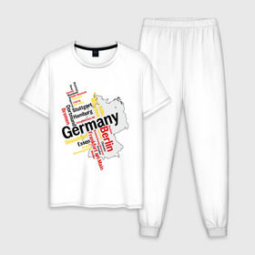 Мужская пижама хлопок с принтом Германия (крупные города) в Тюмени, 100% хлопок | брюки и футболка прямого кроя, без карманов, на брюках мягкая резинка на поясе и по низу штанин
 | germany | германия | город | города | для туристов | туристические