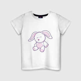 Детская футболка хлопок с принтом Любимый плюшевый зая в Тюмени, 100% хлопок | круглый вырез горловины, полуприлегающий силуэт, длина до линии бедер | 