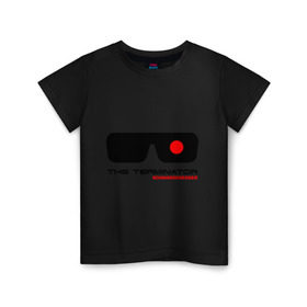 Детская футболка хлопок с принтом The Terminator в Тюмени, 100% хлопок | круглый вырез горловины, полуприлегающий силуэт, длина до линии бедер | Тематика изображения на принте: terminator | очки терминатор | терминатор | шварценеггер | шварцнеггер