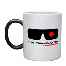 Кружка хамелеон с принтом The Terminator в Тюмени, керамика | меняет цвет при нагревании, емкость 330 мл | terminator | очки терминатор | терминатор | шварценеггер | шварцнеггер