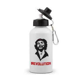 Бутылка спортивная с принтом Che Guevara Revolution в Тюмени, металл | емкость — 500 мл, в комплекте две пластиковые крышки и карабин для крепления | че гевара
