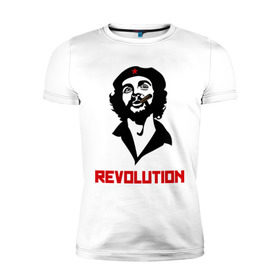Мужская футболка премиум с принтом Che Guevara Revolution в Тюмени, 92% хлопок, 8% лайкра | приталенный силуэт, круглый вырез ворота, длина до линии бедра, короткий рукав | че гевара