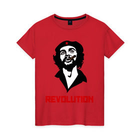 Женская футболка хлопок с принтом Che Guevara Revolution в Тюмени, 100% хлопок | прямой крой, круглый вырез горловины, длина до линии бедер, слегка спущенное плечо | че гевара