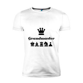 Мужская футболка премиум с принтом Grandmaster в Тюмени, 92% хлопок, 8% лайкра | приталенный силуэт, круглый вырез ворота, длина до линии бедра, короткий рукав | grandmaster | гросмейстер | гроссмейстер | шахматист | шахматы