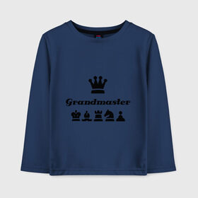 Детский лонгслив хлопок с принтом Grandmaster в Тюмени, 100% хлопок | круглый вырез горловины, полуприлегающий силуэт, длина до линии бедер | grandmaster | гросмейстер | гроссмейстер | шахматист | шахматы
