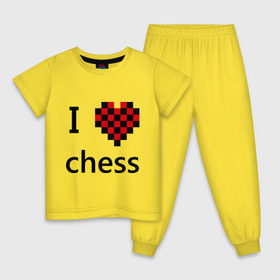 Детская пижама хлопок с принтом I love chess в Тюмени, 100% хлопок |  брюки и футболка прямого кроя, без карманов, на брюках мягкая резинка на поясе и по низу штанин
 | chess | i love chess | шахматы | я люблю шахматы