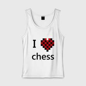 Женская майка хлопок с принтом I love chess в Тюмени, 95% хлопок, 5% эластан |  | chess | i love chess | шахматы | я люблю шахматы