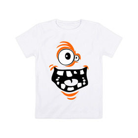 Детская футболка хлопок с принтом Страшная рожица в Тюмени, 100% хлопок | круглый вырез горловины, полуприлегающий силуэт, длина до линии бедер | монстры | приведения и дьяволы | прикольные картинки | рожа | страшная рожица