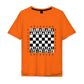 Мужская футболка хлопок Oversize с принтом Шахматная достка в Тюмени, 100% хлопок | свободный крой, круглый ворот, “спинка” длиннее передней части | шахматист | шахматная доска | шахматы