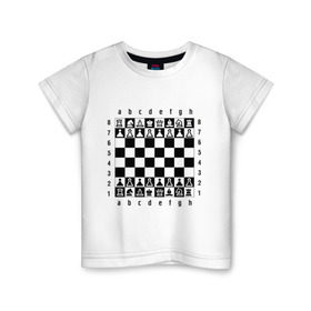 Детская футболка хлопок с принтом Шахматная достка в Тюмени, 100% хлопок | круглый вырез горловины, полуприлегающий силуэт, длина до линии бедер | шахматист | шахматная доска | шахматы