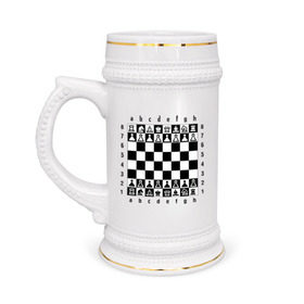 Кружка пивная с принтом Шахматная достка в Тюмени,  керамика (Материал выдерживает высокую температуру, стоит избегать резкого перепада температур) |  объем 630 мл | шахматист | шахматная доска | шахматы