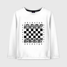 Детский лонгслив хлопок с принтом Шахматная достка в Тюмени, 100% хлопок | круглый вырез горловины, полуприлегающий силуэт, длина до линии бедер | шахматист | шахматная доска | шахматы