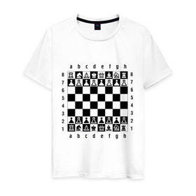 Мужская футболка хлопок с принтом Шахматная достка в Тюмени, 100% хлопок | прямой крой, круглый вырез горловины, длина до линии бедер, слегка спущенное плечо. | шахматист | шахматная доска | шахматы