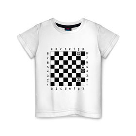 Детская футболка хлопок с принтом Шахматная комбинация 1 в Тюмени, 100% хлопок | круглый вырез горловины, полуприлегающий силуэт, длина до линии бедер | комбинация | шахматист | шахматная доска | шахматы