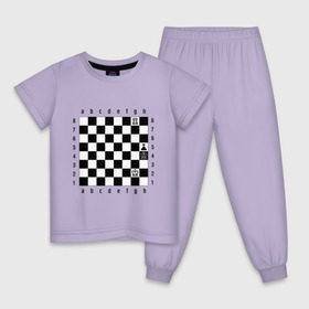 Детская пижама хлопок с принтом Шахматная комбинация 1 в Тюмени, 100% хлопок |  брюки и футболка прямого кроя, без карманов, на брюках мягкая резинка на поясе и по низу штанин
 | комбинация | шахматист | шахматная доска | шахматы