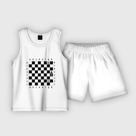 Детская пижама с шортами хлопок с принтом Шахматная комбинация 1 в Тюмени,  |  | комбинация | шахматист | шахматная доска | шахматы