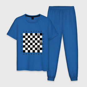 Мужская пижама хлопок с принтом Шахматная комбинация 1 в Тюмени, 100% хлопок | брюки и футболка прямого кроя, без карманов, на брюках мягкая резинка на поясе и по низу штанин
 | комбинация | шахматист | шахматная доска | шахматы