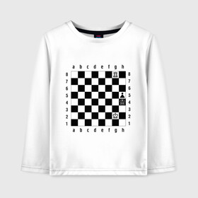 Детский лонгслив хлопок с принтом Шахматная комбинация 1 в Тюмени, 100% хлопок | круглый вырез горловины, полуприлегающий силуэт, длина до линии бедер | комбинация | шахматист | шахматная доска | шахматы