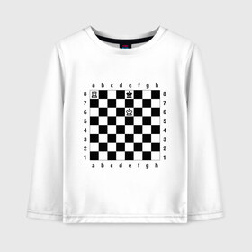 Детский лонгслив хлопок с принтом Комбинация шах и мат в Тюмени, 100% хлопок | круглый вырез горловины, полуприлегающий силуэт, длина до линии бедер | checkmate | мат | шах | шах и мат | шахматист | шахматная доска | шахматы