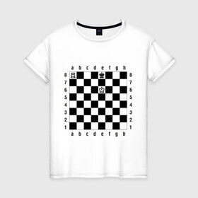 Женская футболка хлопок с принтом Комбинация шах и мат в Тюмени, 100% хлопок | прямой крой, круглый вырез горловины, длина до линии бедер, слегка спущенное плечо | checkmate | мат | шах | шах и мат | шахматист | шахматная доска | шахматы