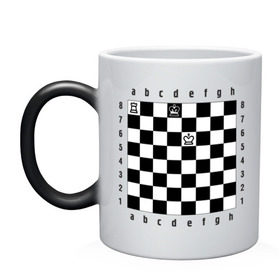 Кружка хамелеон с принтом Комбинация Шах в Тюмени, керамика | меняет цвет при нагревании, емкость 330 мл | checkmate | мат | шах | шах и мат | шахматист | шахматная доска | шахматы