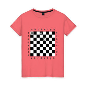 Женская футболка хлопок с принтом Комбинация Шах в Тюмени, 100% хлопок | прямой крой, круглый вырез горловины, длина до линии бедер, слегка спущенное плечо | checkmate | мат | шах | шах и мат | шахматист | шахматная доска | шахматы
