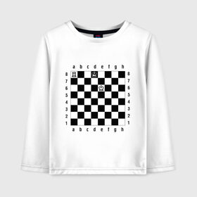 Детский лонгслив хлопок с принтом Комбинация Шах в Тюмени, 100% хлопок | круглый вырез горловины, полуприлегающий силуэт, длина до линии бедер | checkmate | мат | шах | шах и мат | шахматист | шахматная доска | шахматы