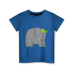Детская футболка хлопок с принтом Веселый слоник в Тюмени, 100% хлопок | круглый вырез горловины, полуприлегающий силуэт, длина до линии бедер | слон