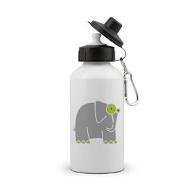 Бутылка спортивная с принтом Веселый слоник в Тюмени, металл | емкость — 500 мл, в комплекте две пластиковые крышки и карабин для крепления | слон