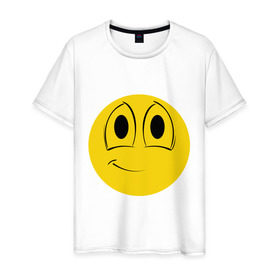 Мужская футболка хлопок с принтом Лучший смайлик в Тюмени, 100% хлопок | прямой крой, круглый вырез горловины, длина до линии бедер, слегка спущенное плечо. | smile. улыбка | лучший смайл | смайл | смайлик