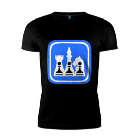 Мужская футболка премиум с принтом белые-черные в Тюмени, 92% хлопок, 8% лайкра | приталенный силуэт, круглый вырез ворота, длина до линии бедра, короткий рукав | chess | дорожный знак | знак | шахматы