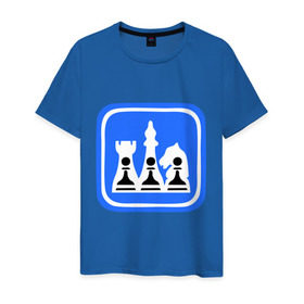 Мужская футболка хлопок с принтом белые-черные в Тюмени, 100% хлопок | прямой крой, круглый вырез горловины, длина до линии бедер, слегка спущенное плечо. | chess | дорожный знак | знак | шахматы