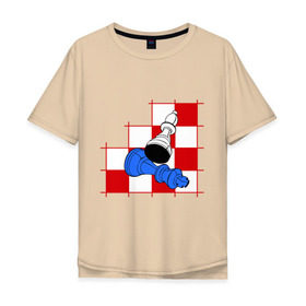 Мужская футболка хлопок Oversize с принтом офицер и король в Тюмени, 100% хлопок | свободный крой, круглый ворот, “спинка” длиннее передней части | Тематика изображения на принте: chess | король | шахматы